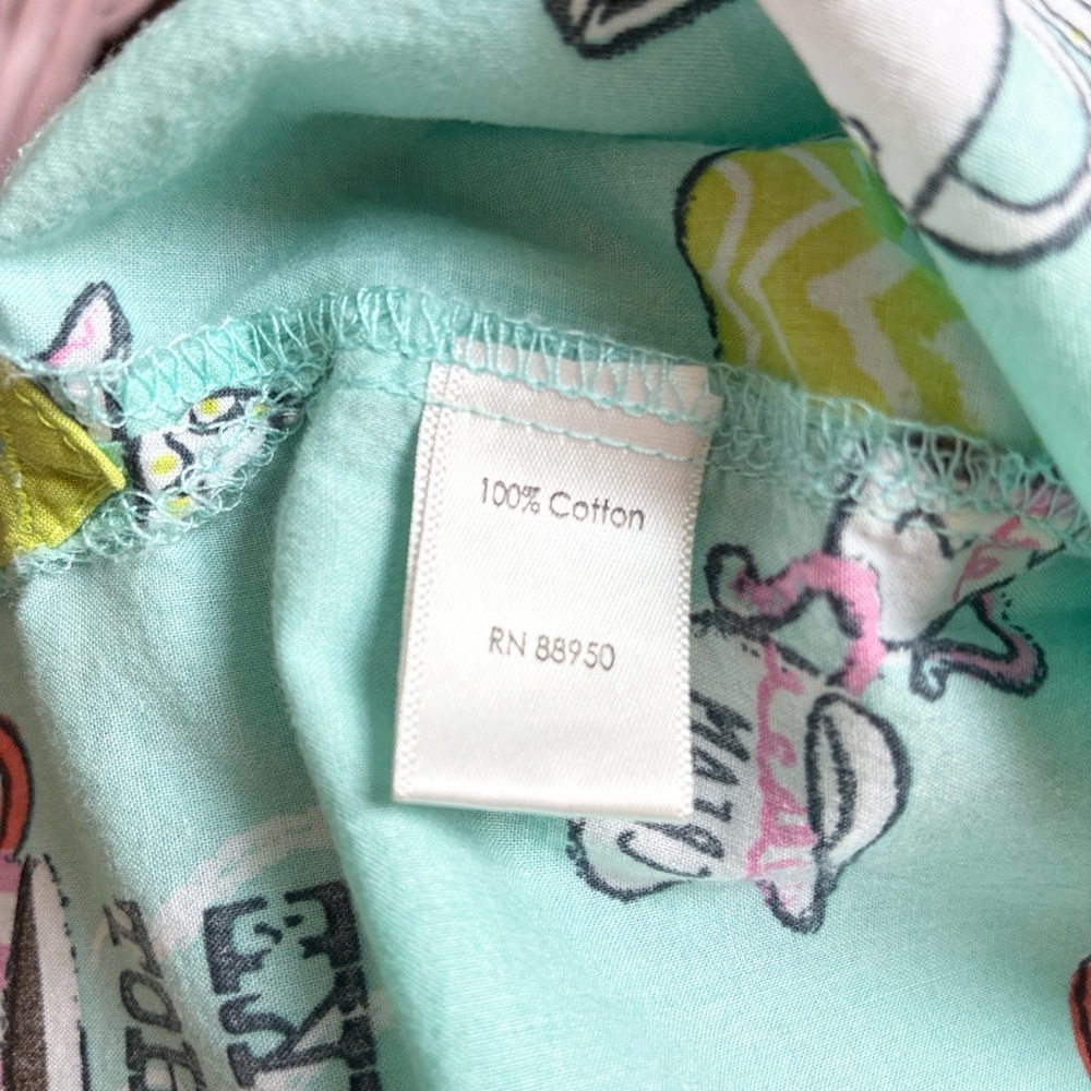 P.J. Salvage Cotton Pajama Set Short Sleeve Morning Breakfast Coffee Teal Size L - Picture 15 of 15
